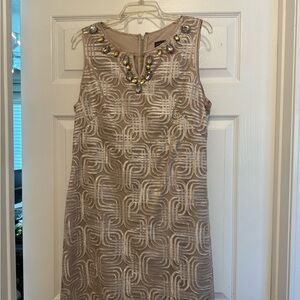 Elegant Beige Patterned Dress